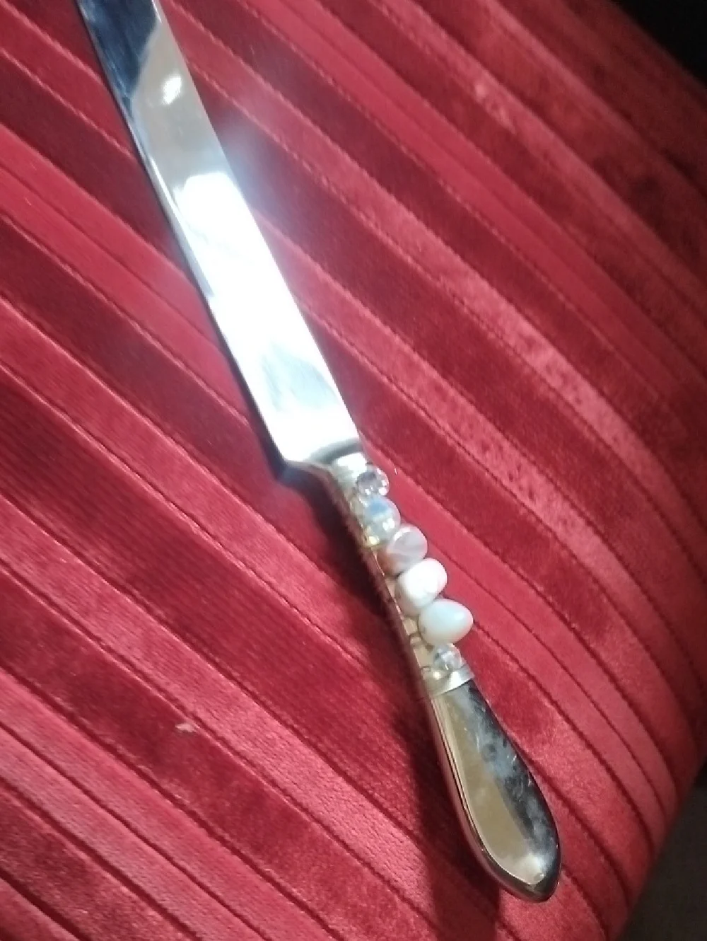 Decorative Silver-Tone Butter Knife with Multicolored Wire Beaded Accentd